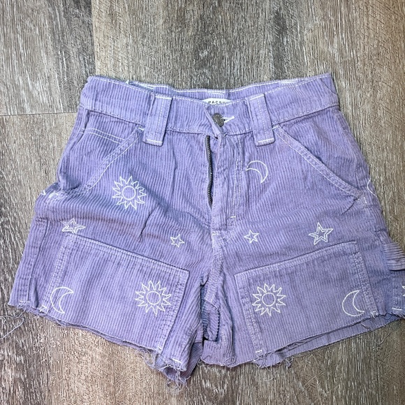 PacSun Lilac Corduroy Shorts Y2K Cargo Utility High Waist Purple Size 24 - Picture 6 of 6